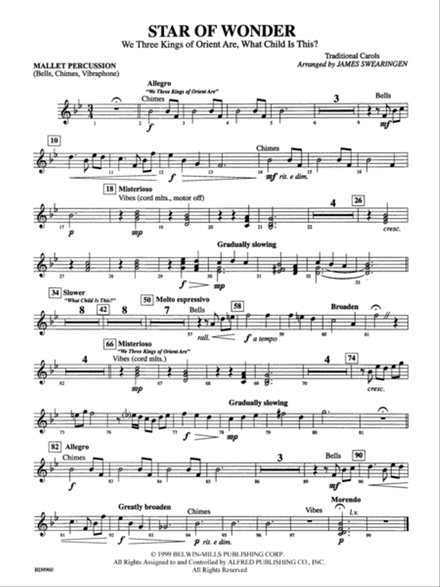 Star of Wonder: Mallets Concert Band scores gallery preview page 1