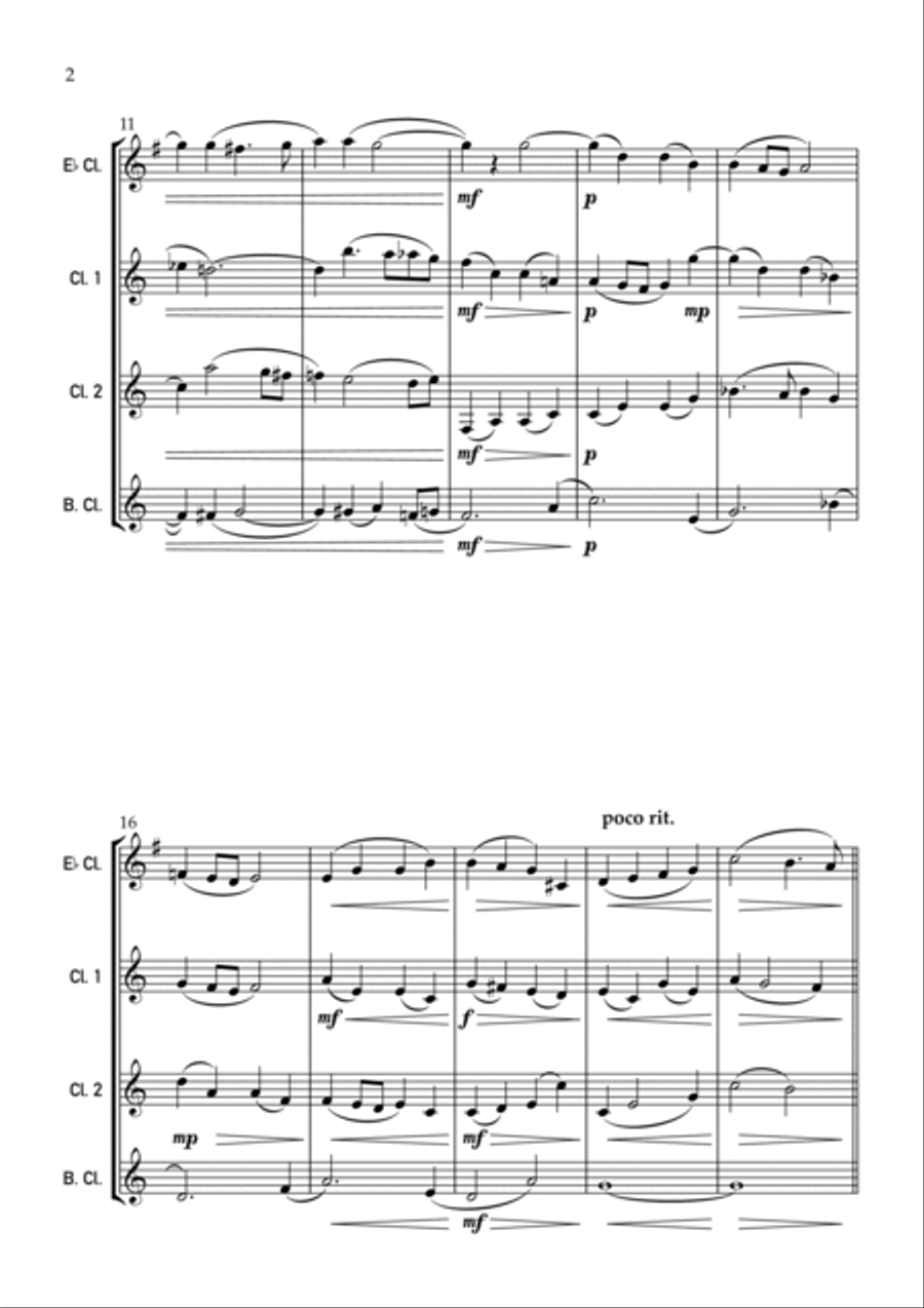 Evening Prayer from Hansel and Gretel (clarinet quartet) Clarinet Quartet scores gallery preview page 2