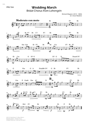Wedding March (Bridal Chorus) - Alto Sax Solo - W/Chords