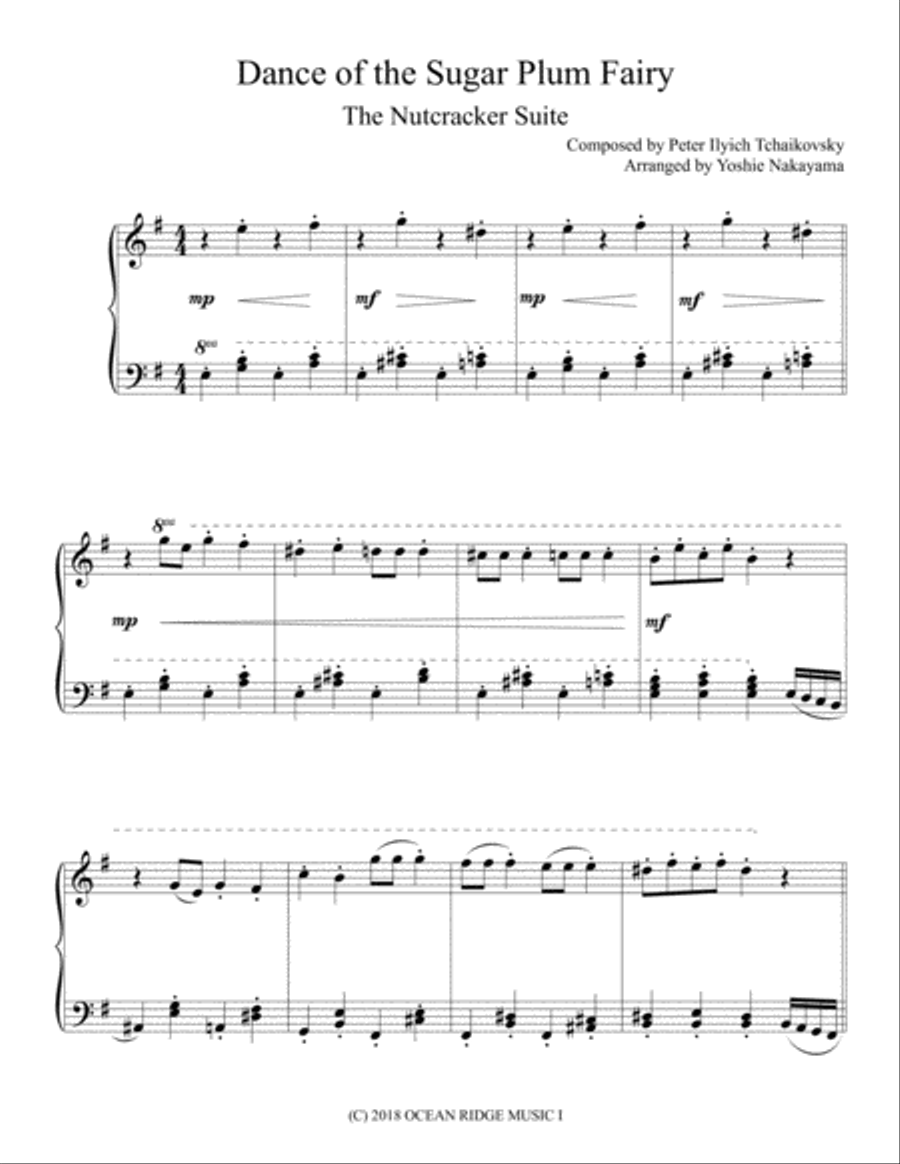 Nutcracker - Dance Of The Sugar Plum Fairy Piano Solo scores gallery preview page 1