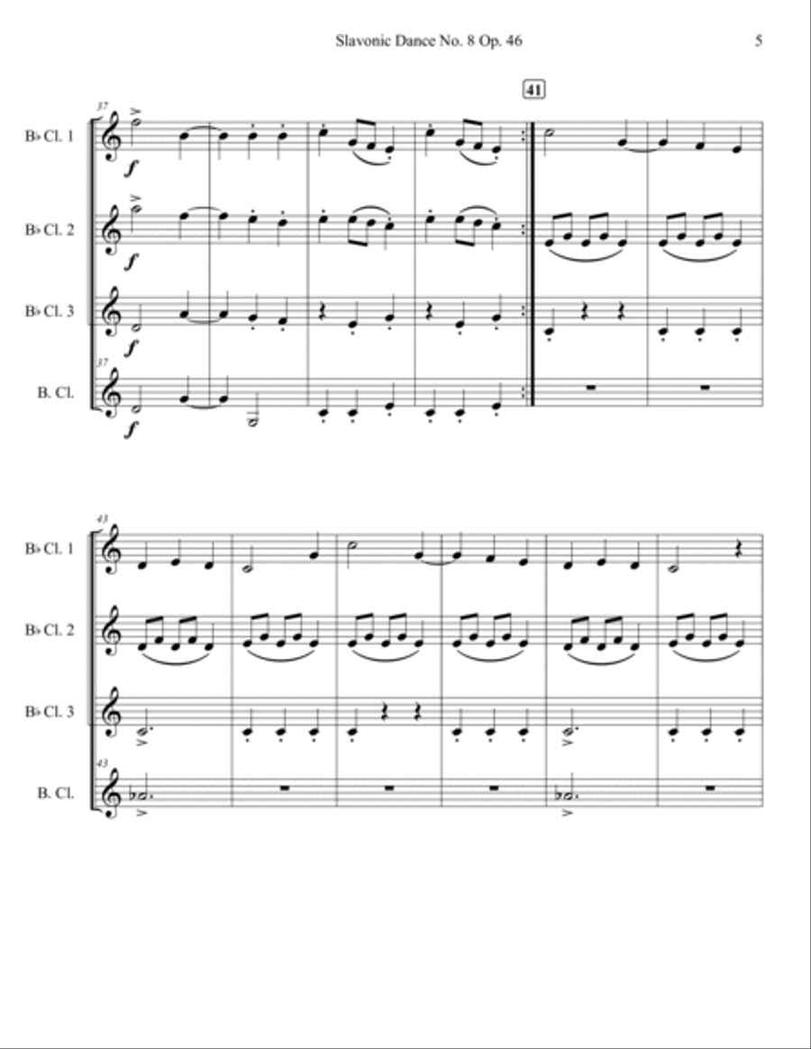 Slavonic Dance Op. 46 No. 8 Woodwind Quartet scores gallery preview page 5