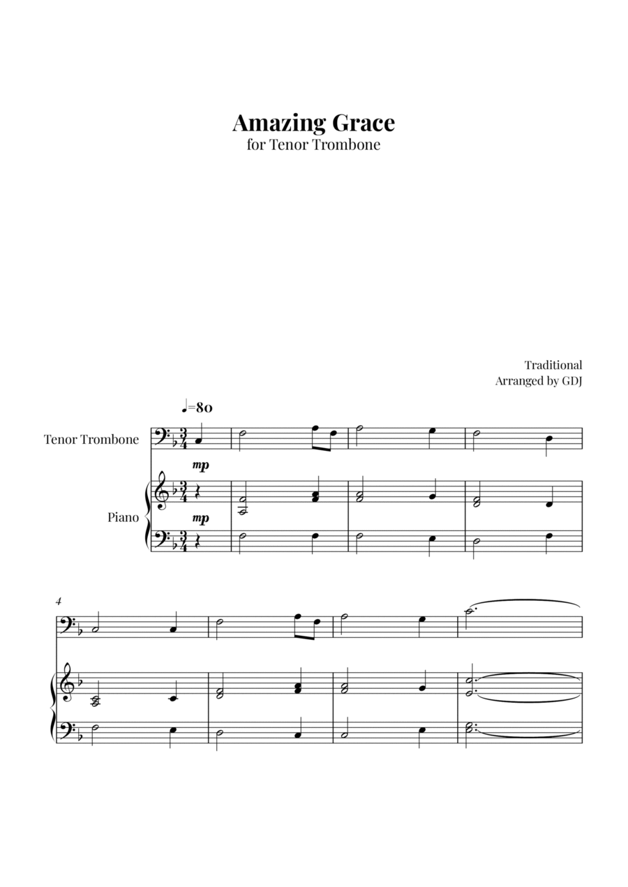 Amazing Grace Amazing Grace Easy Piano scores gallery preview page 1