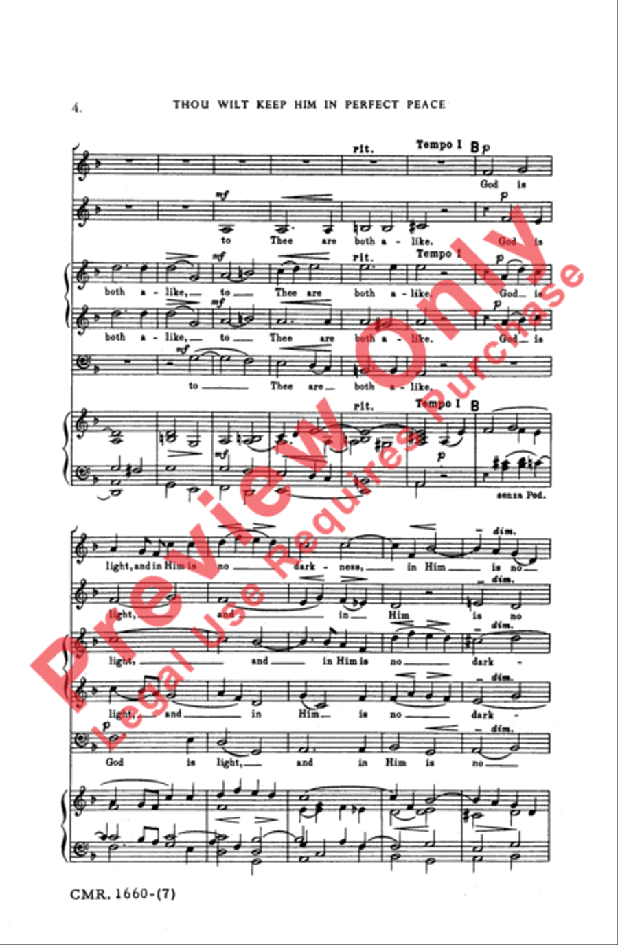 Thou Wilt Keep Him in Perfect Peace 4-Part - Sheet Music page 4