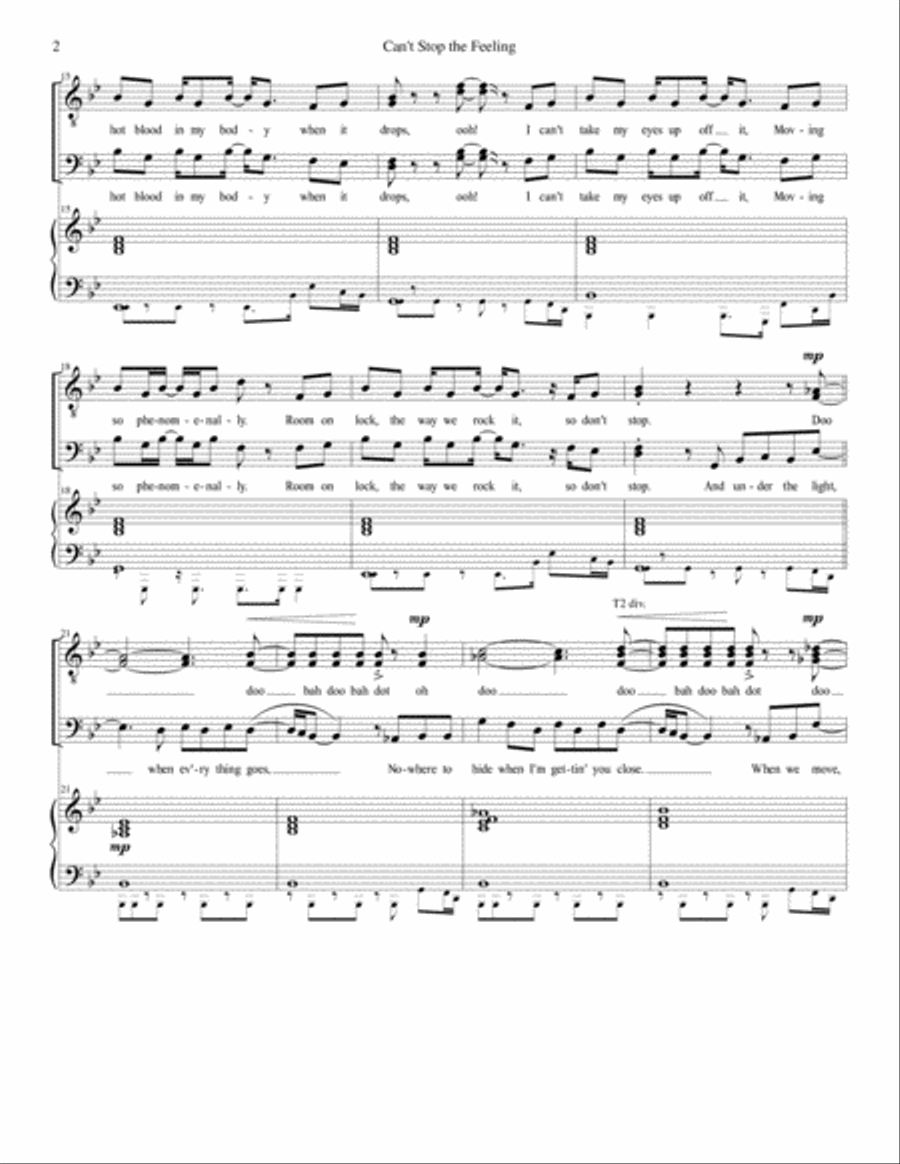 Can't Stop The Feeling from TROLLS TTBB scores gallery preview page 2