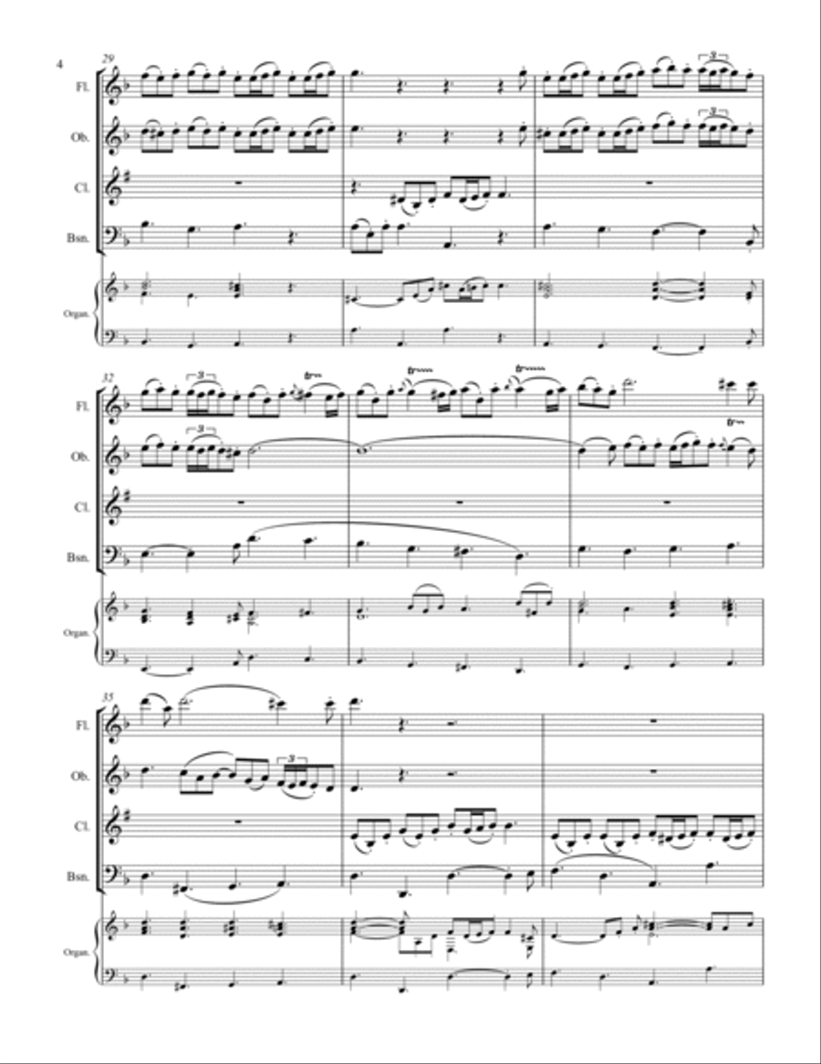 Telemann - Concerto à 4, TWV 43:G6 (for Woodwind Quartet with optional Organ) Woodwind Quartet scores gallery preview page 5