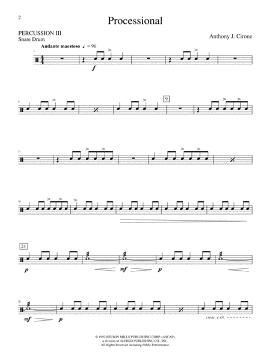 The Anthony J. Cirone Intermediate Percussion Ensemble Collection: 3rd Percussion Percussion Ensemble scores gallery preview page 2