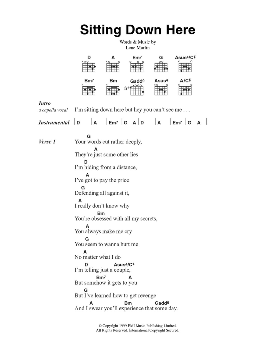 Sitting Down Here Acoustic Guitar scores gallery preview page 1