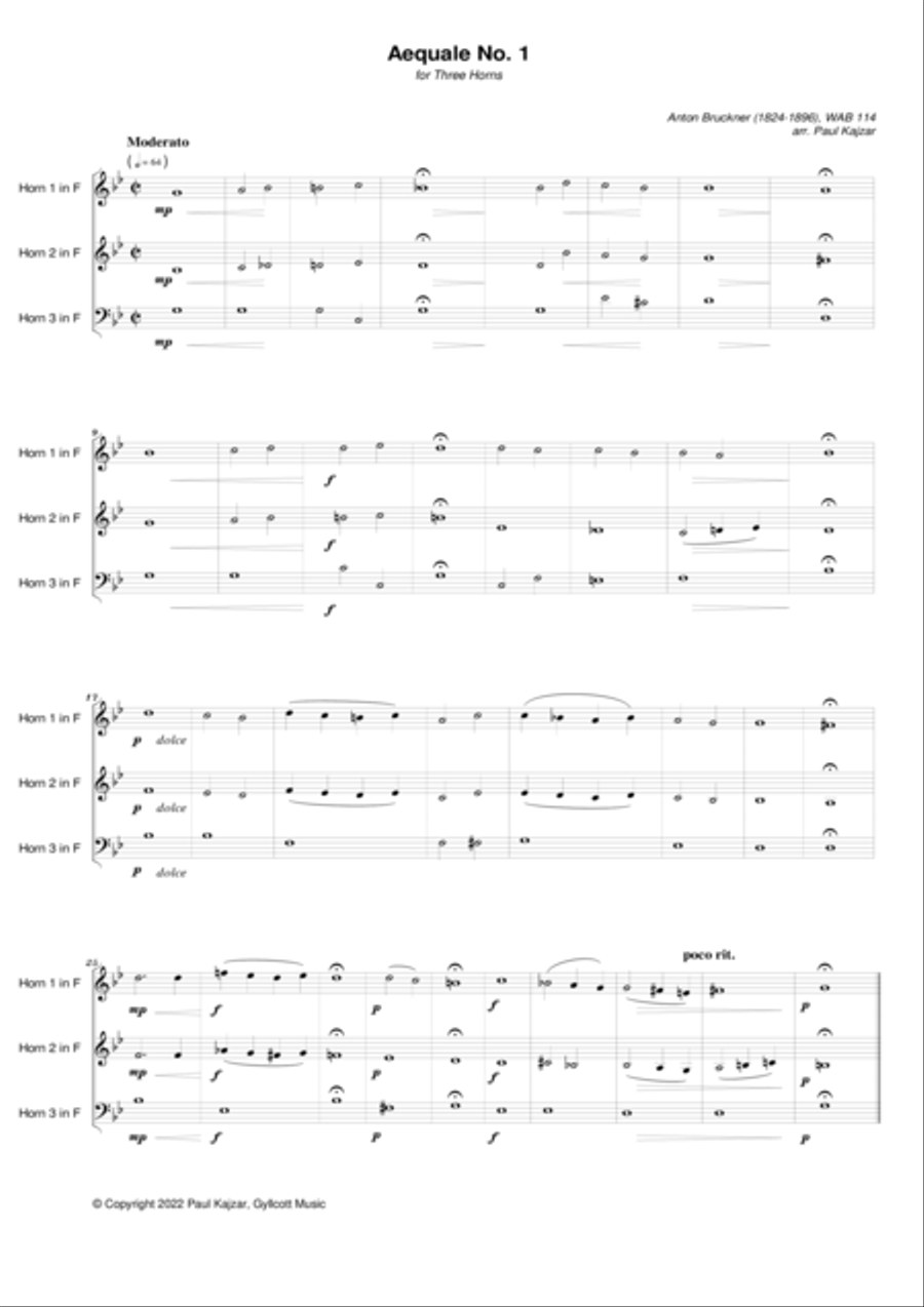 Aequale No. 1 (Three Horns) Brass Ensemble scores gallery preview page 2