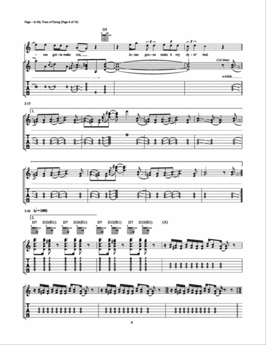 In My Time Of Dying Electric Guitar scores gallery preview page 4