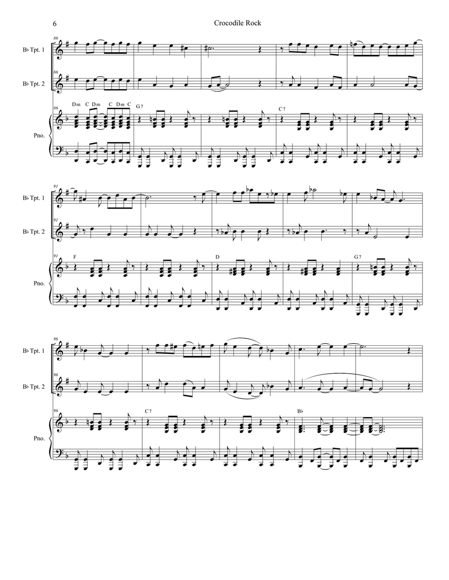 Crocodile Rock Trumpet Duet scores gallery preview page 6
