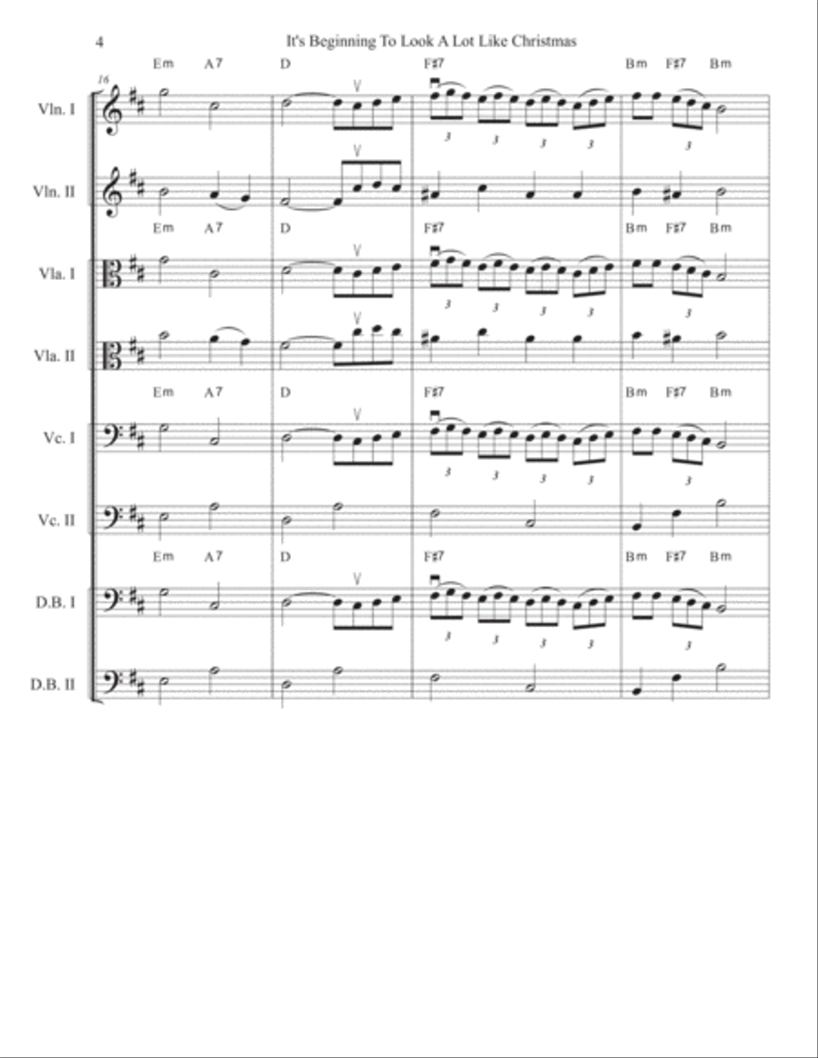 It's Beginning To Look Like Christmas String Quartet scores gallery preview page 4