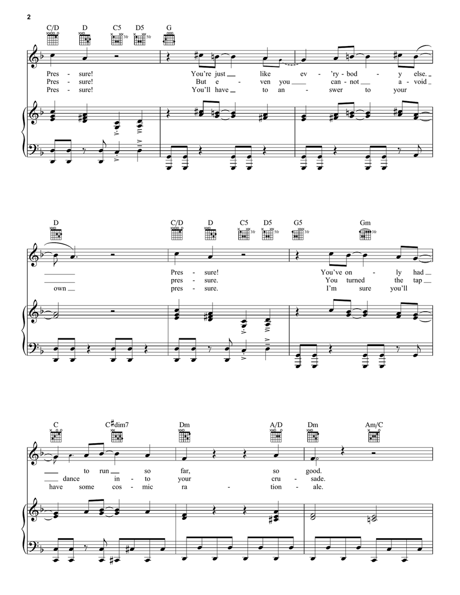 Pressure Piano, Vocal, Guitar scores gallery preview page 2