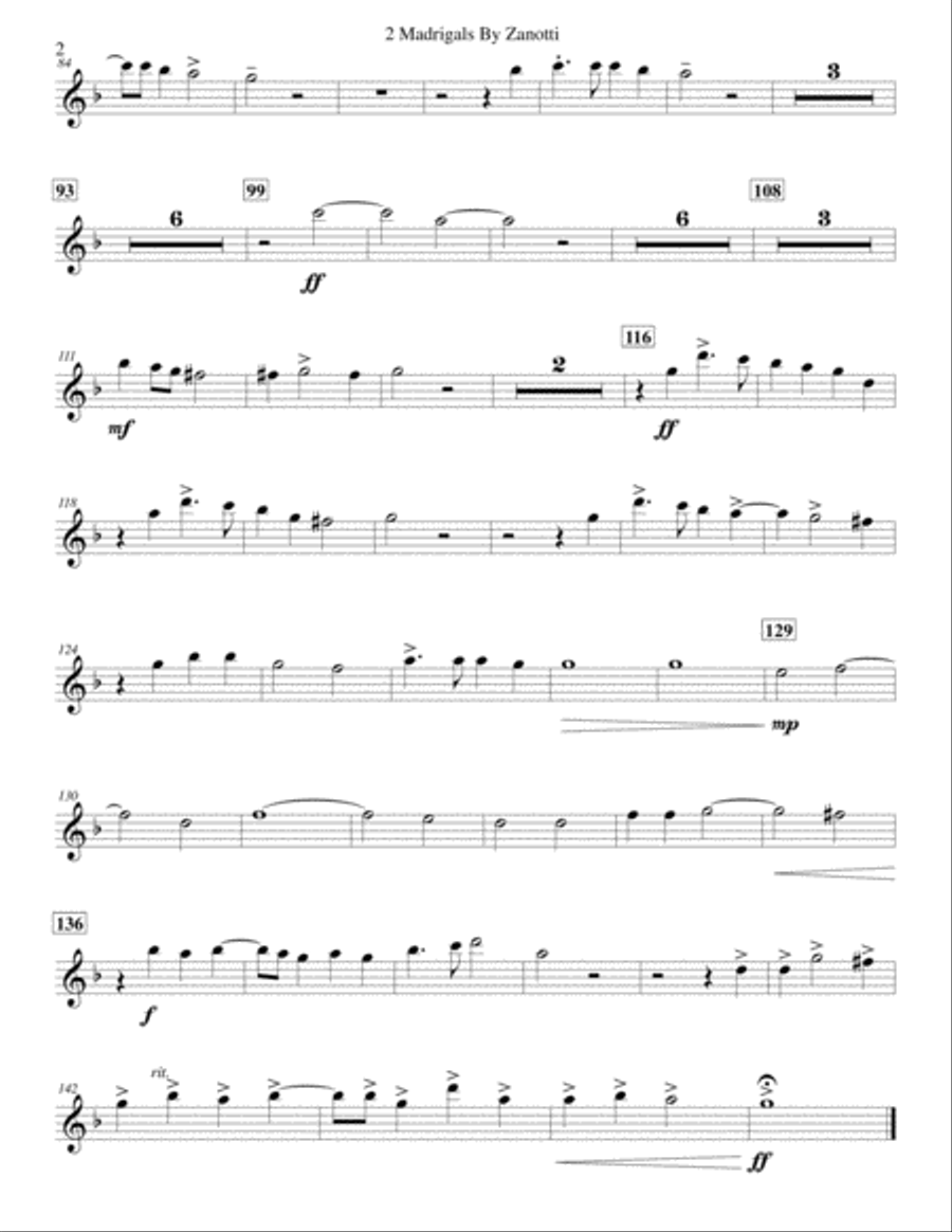 Two Madrigals By Zanotti Concert Band scores gallery preview page 2
