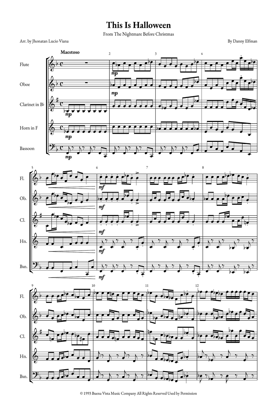 This Is Halloween Woodwind Quintet scores gallery preview page 1