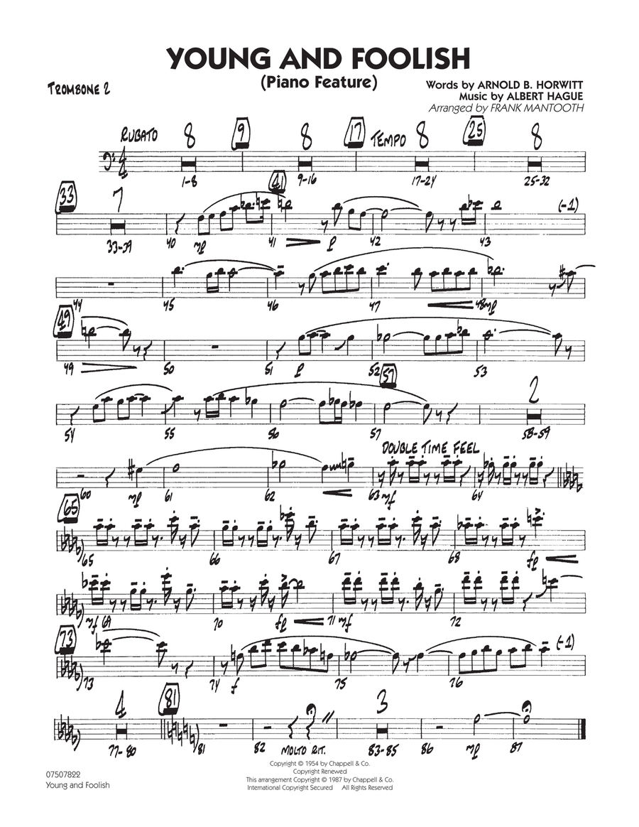 Young And Foolish - Trombone 2 Jazz Ensemble scores gallery preview page 1