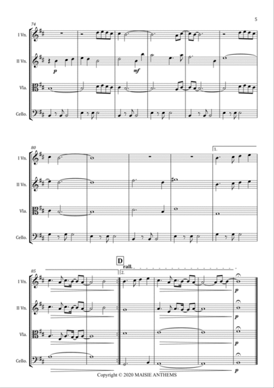 La Casa De Papel (my Life Is Going On) String Quartet scores gallery preview page 5