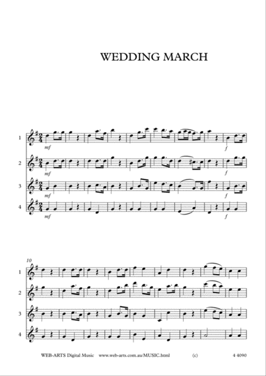 WEDDING MARCH from Lohengrin for 4 flutes - WAGNER Flute Quartet scores gallery preview page 2