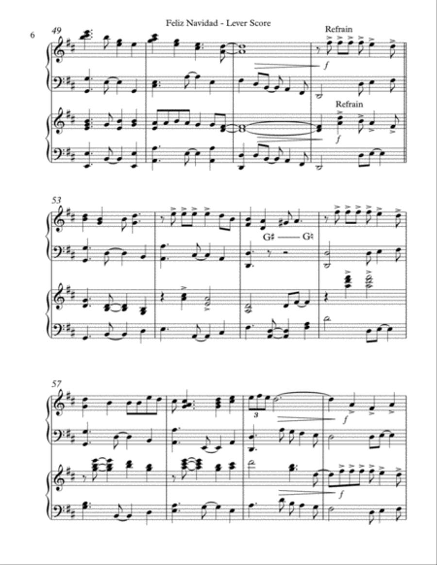 Feliz Navidad Celtic Harp scores gallery preview page 6