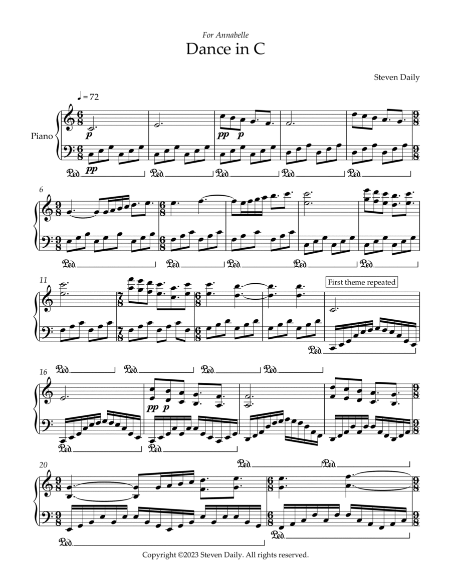 Dance in C Piano Solo scores gallery preview page 1