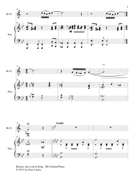 REJOICE, THE LORD IS KING (Duet – Bb Clarinet and Piano/Score and Parts) image number null