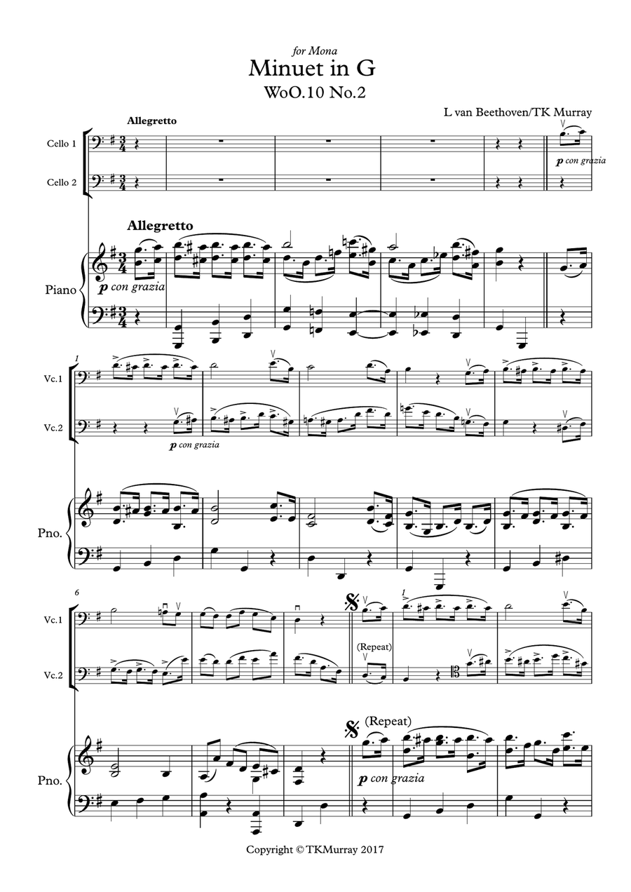 Minuet in g beethoven cheap cello