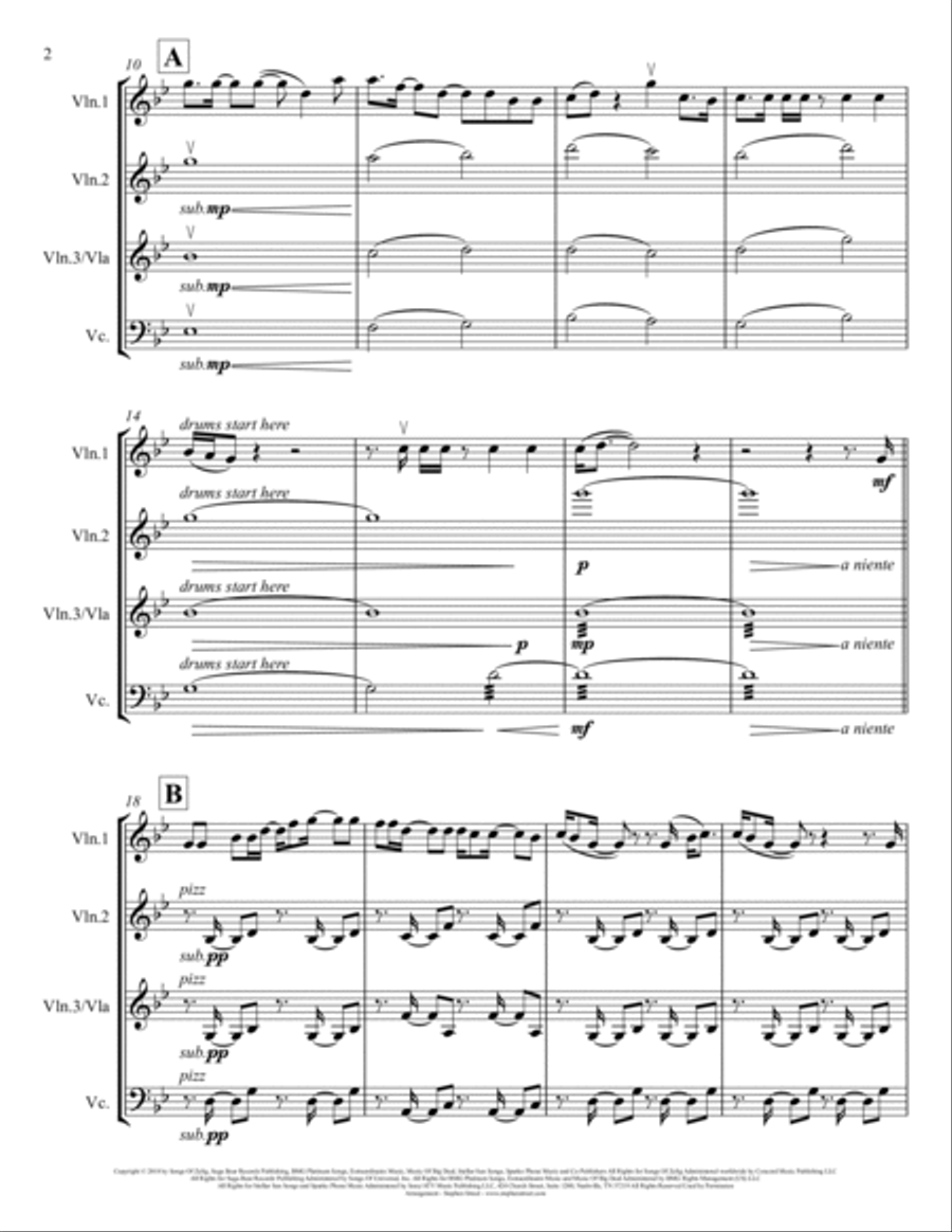 Nothing Breaks Like A Heart String Quartet scores gallery preview page 2