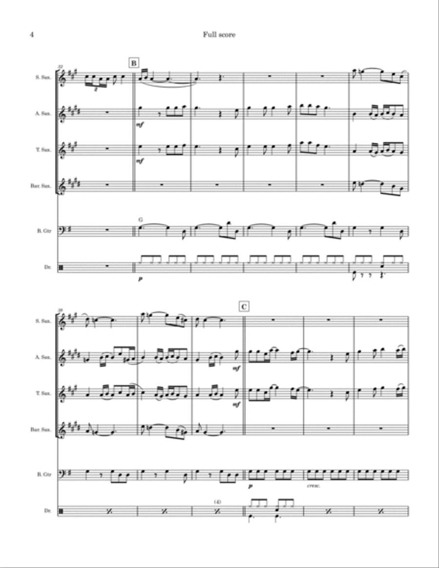 Dedicated To The One I Love Saxophone Quartet scores gallery preview page 4