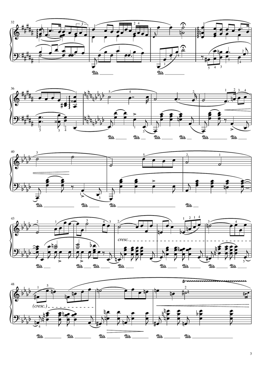 Chopin - Nocturnes Op.62 No.1 in B Major Andante - Original With Fingering For Piano Solo Piano Solo scores gallery preview page 3