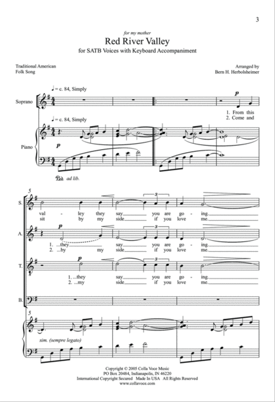 Red River Valley 4-Part scores gallery preview page 2