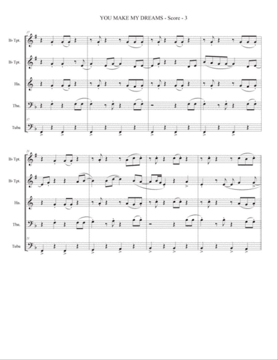 You Make My Dreams Brass Ensemble scores gallery preview page 5