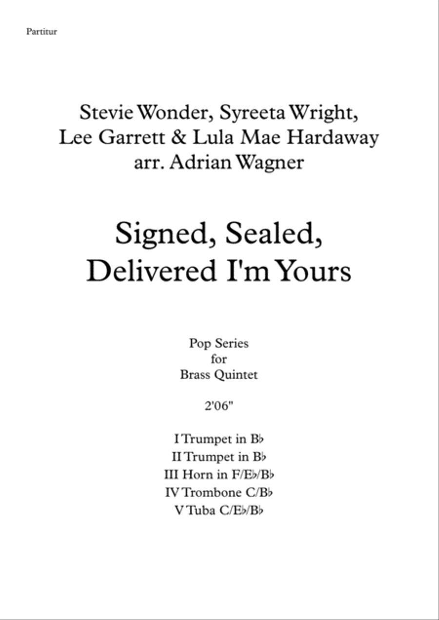 Signed, Sealed, Delivered I'm Yours Brass Quintet scores gallery preview page 2
