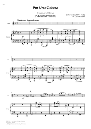 Book cover for Por Una Cabeza - Violin and Piano - Advanced (Full Score)
