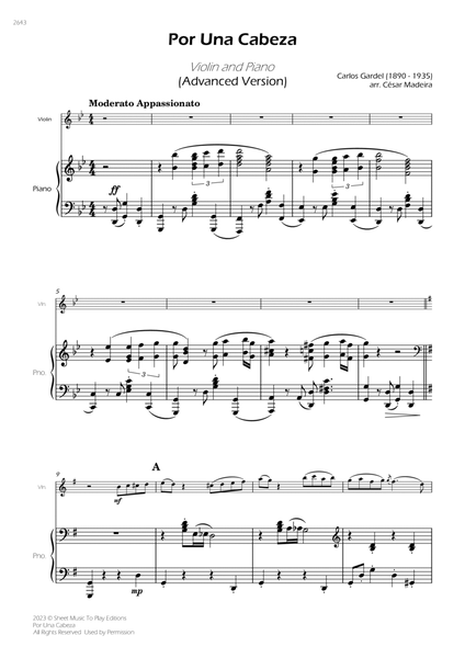Por Una Cabeza - Violin and Piano - Advanced (Full Score) image number null