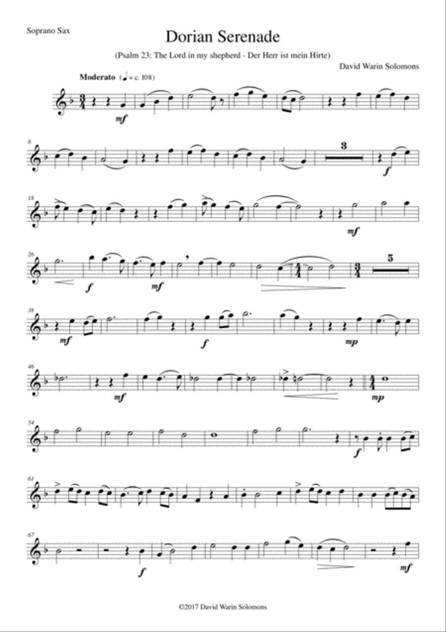Dorian Serenade (The Lord is my Shepherd) for saxophone quartet Saxophone Quartet scores gallery preview page 5