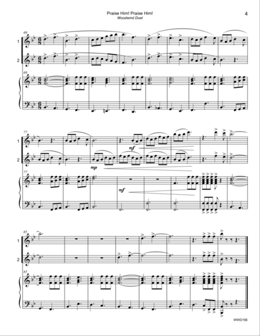 PRAISE HIM! PRAISE HIM! - DUET for Bb/C TREBLE INSTRUMENTS with Piano Large Ensemble scores gallery preview page 4