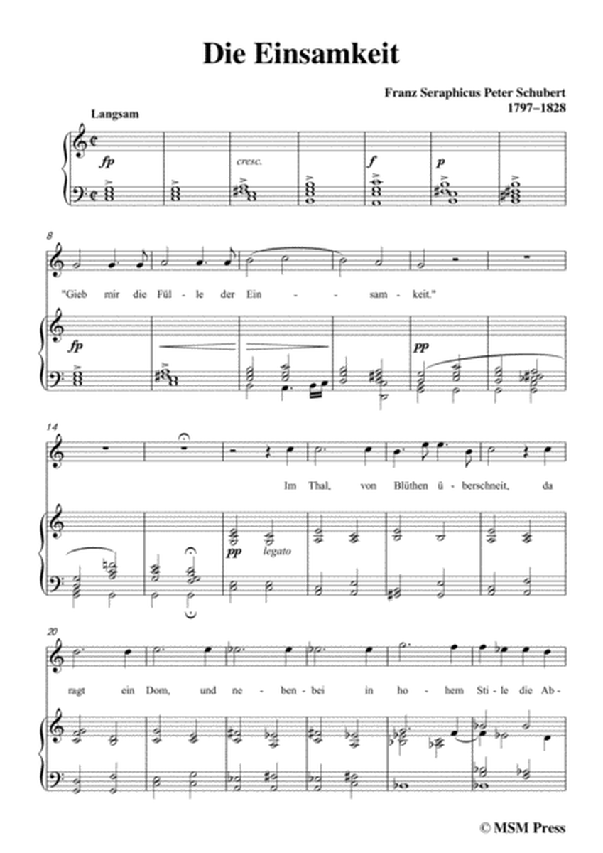 Schubert-Die Einsamkeit,in C Major,for Voice&Piano image number null