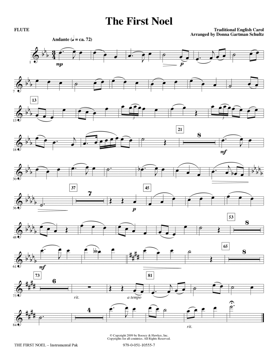 The First Noel - Flute Choir scores gallery preview page 1