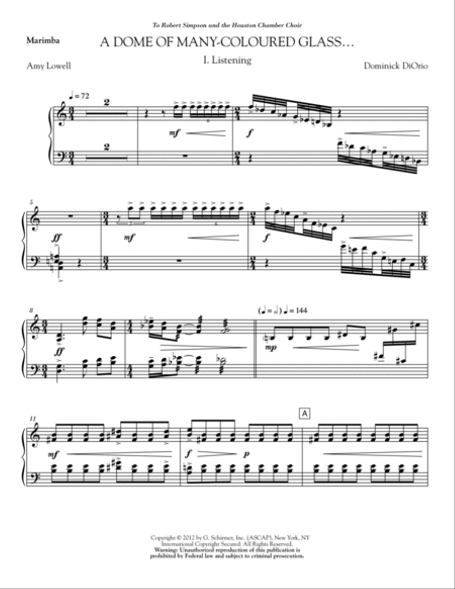 A Dome of Many-Coloured Glass... - Marimba Choir scores gallery preview page 2
