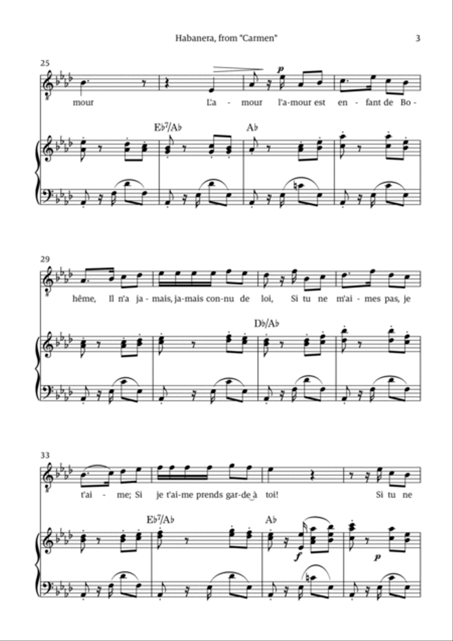 Habanera (for tenor - G# minor/ Ab major) Chamber Music scores gallery preview page 3