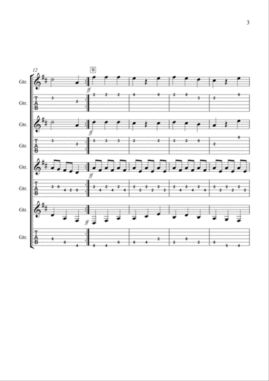 We Wish You A Merry Christmas Guitar Ensemble scores gallery preview page 3