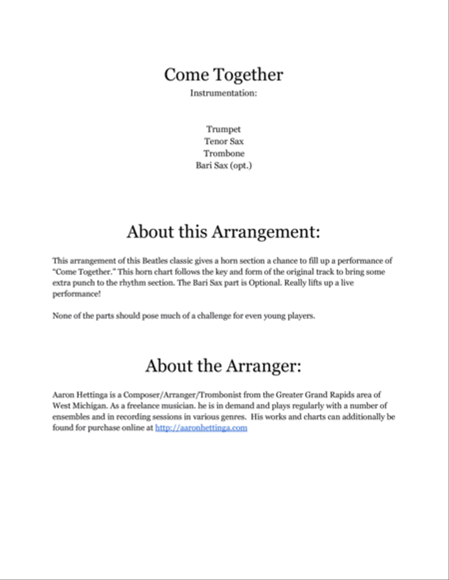 Come Together Come Together Small Ensemble scores gallery preview page 2