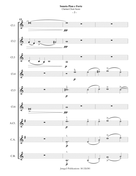 Gabrieli: Sonata Pian e Forte Ch. 175 for Clarinet Choir image number null