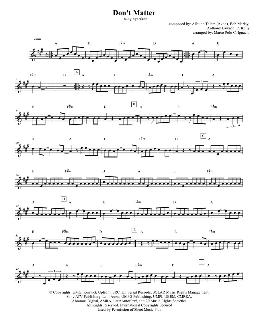 Don't Matter Piano scores gallery preview page 1