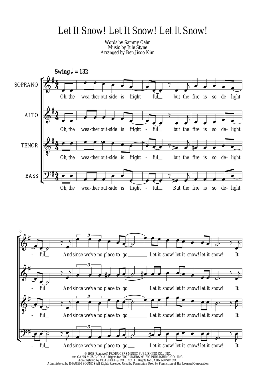 Let It Snow! Let It Snow! Let It Snow! 4-Part scores gallery preview page 1