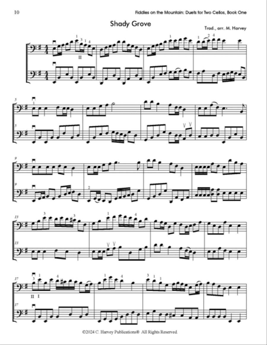Fiddles on the Mountain, Lively Folk Duets for Two Cellos, Book One String Orchestra scores gallery preview page 4