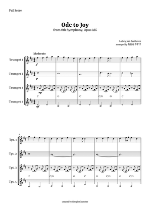 Ode to Joy for Trumpet Quartet by Beethoven Opus 125