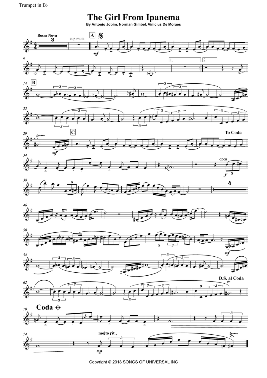 The Girl From Ipanema (garôta De Ipanema) Tenor Saxophone scores gallery preview page 5