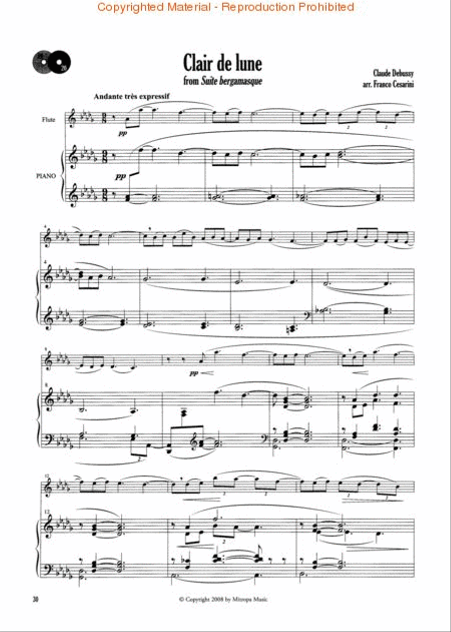 A Debussy Album for Flute and Piano Flute Solo scores gallery preview page 4