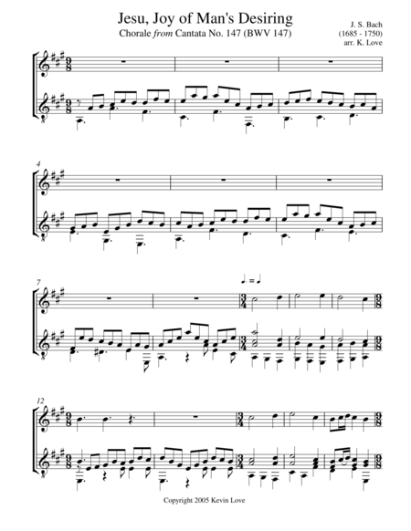 Jesu, Joy of Man's Desiring (Violin and Guitar) - Score and Parts image number null