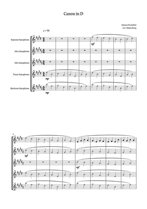 Canon in D - Pachelbel for Sax Quintet